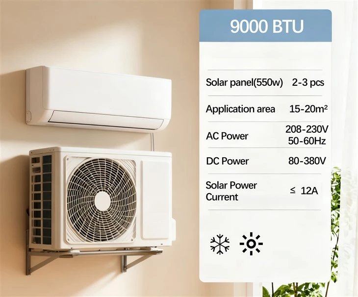 Aire condicionat d'energia solar de 9000 btu per a la llar